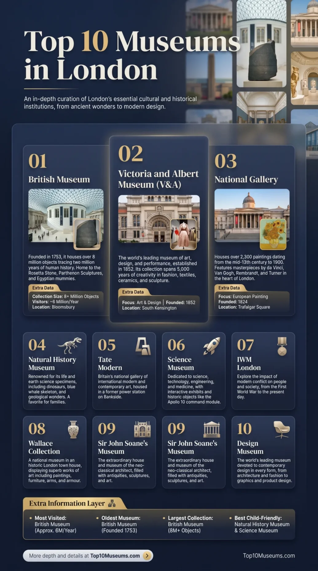 Top 10 museums in London showcase iconic art, history, and culture highlights.