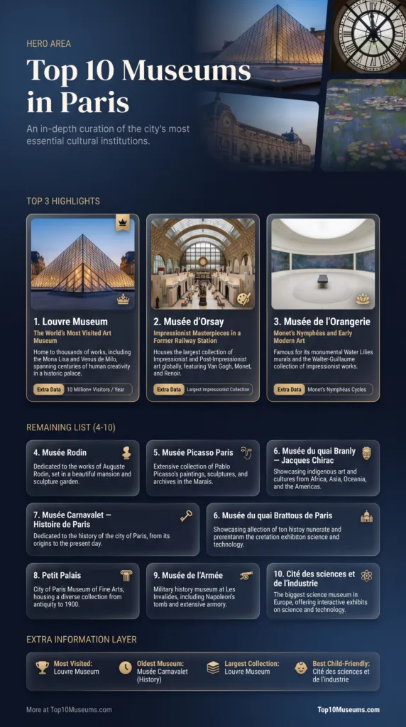 Tourists explore the top 10 museums in Paris, showcasing art, history, and culture.