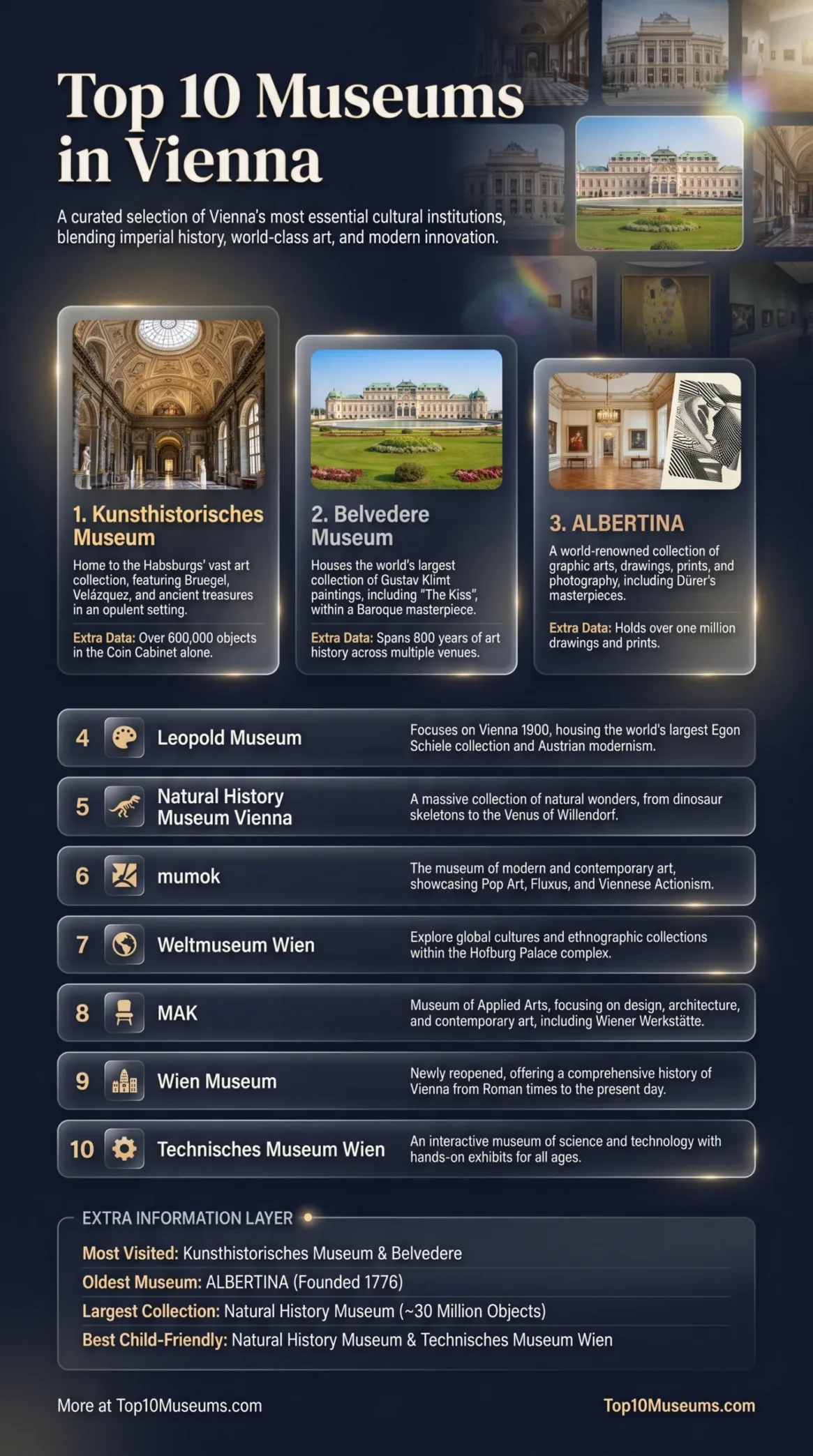 Vienna's top 10 museums showcasing art, history, and family-friendly attractions.