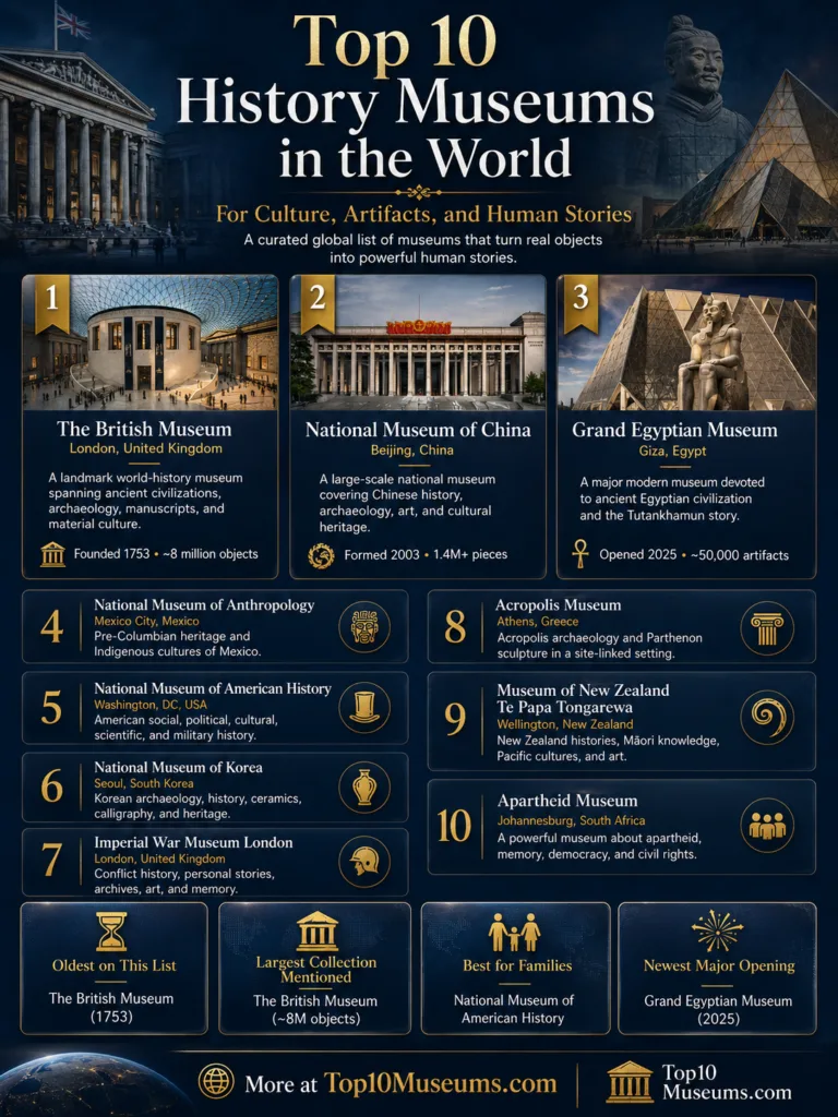 The top 10 history museums in the world showcasing culture, artifacts, and human stories