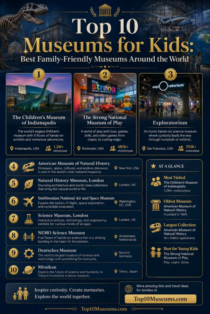 Explore the top 10 museums for kids that make family adventures unforgettable around the world.