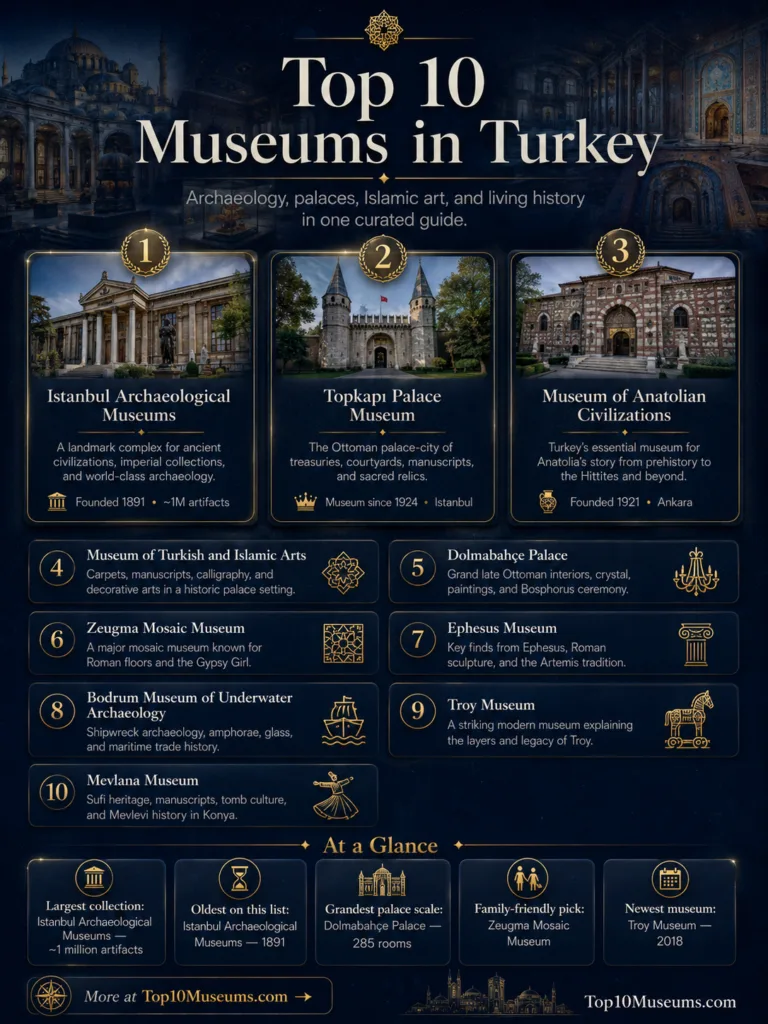 Top 10 museums in Turkey showcasing archaeology, palaces, Islamic art, and history